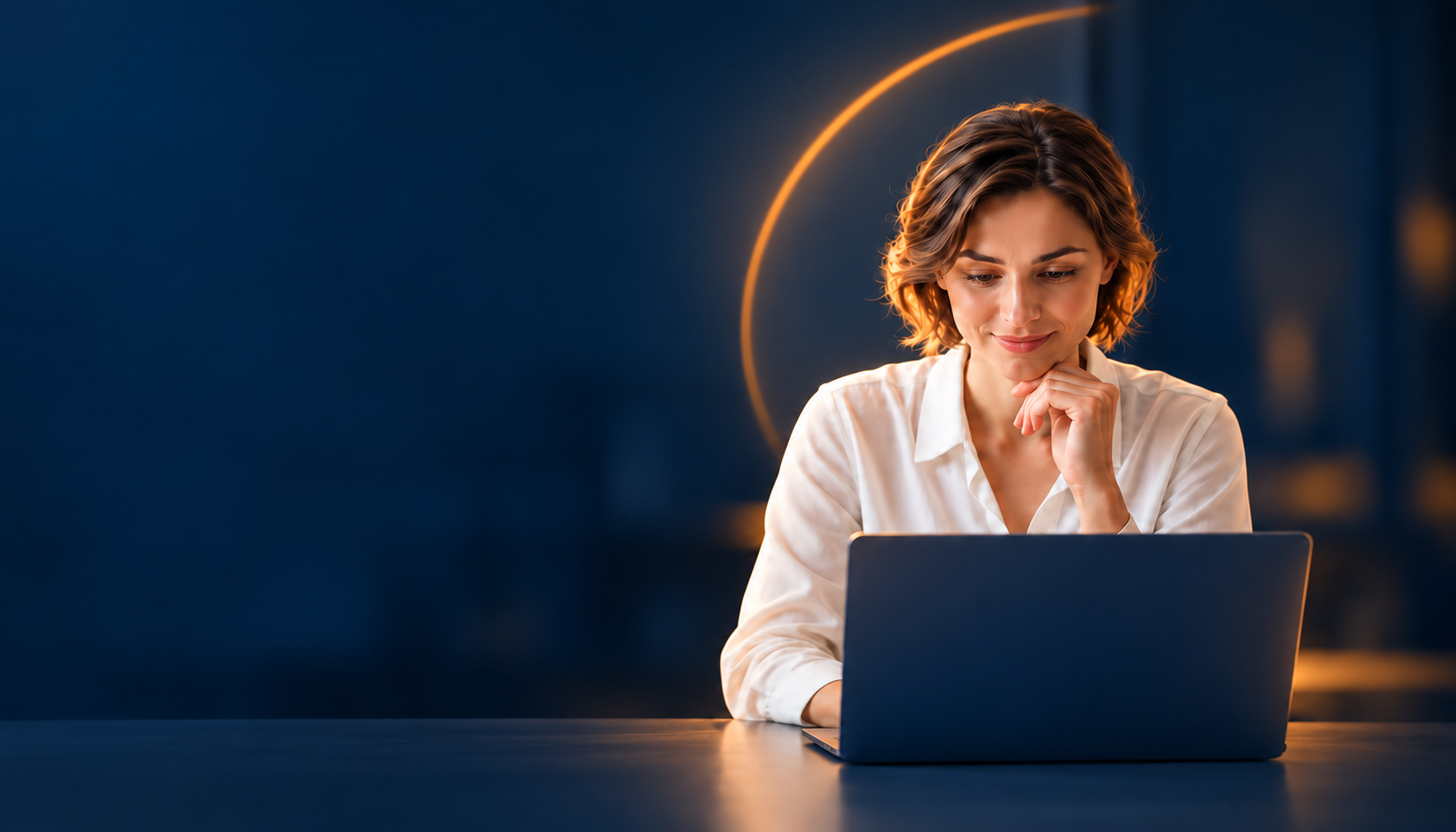 Die weibliche TEC KI-Assistentin am Laptop